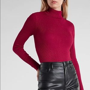 Express Ribbed Fitted Turtleneck Sweater Pomegranate Size Small